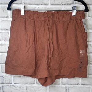 GAP High Waist Brown Lien Shorts with Relaxed Fit Size S